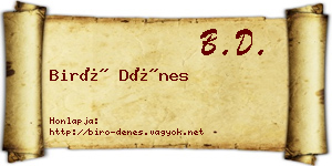 Biró Dénes névjegykártya